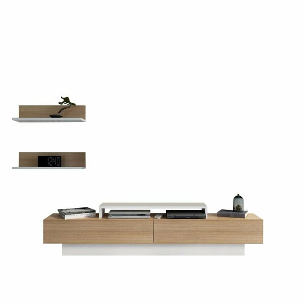 Decorotika 16 x 71 x 13 in. Lusi TV Stand - Teak & White LNA71TSB06